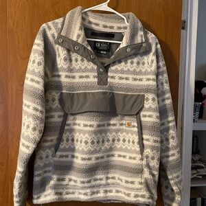 Carhartt Gray and White Sweater Nordic Pattern